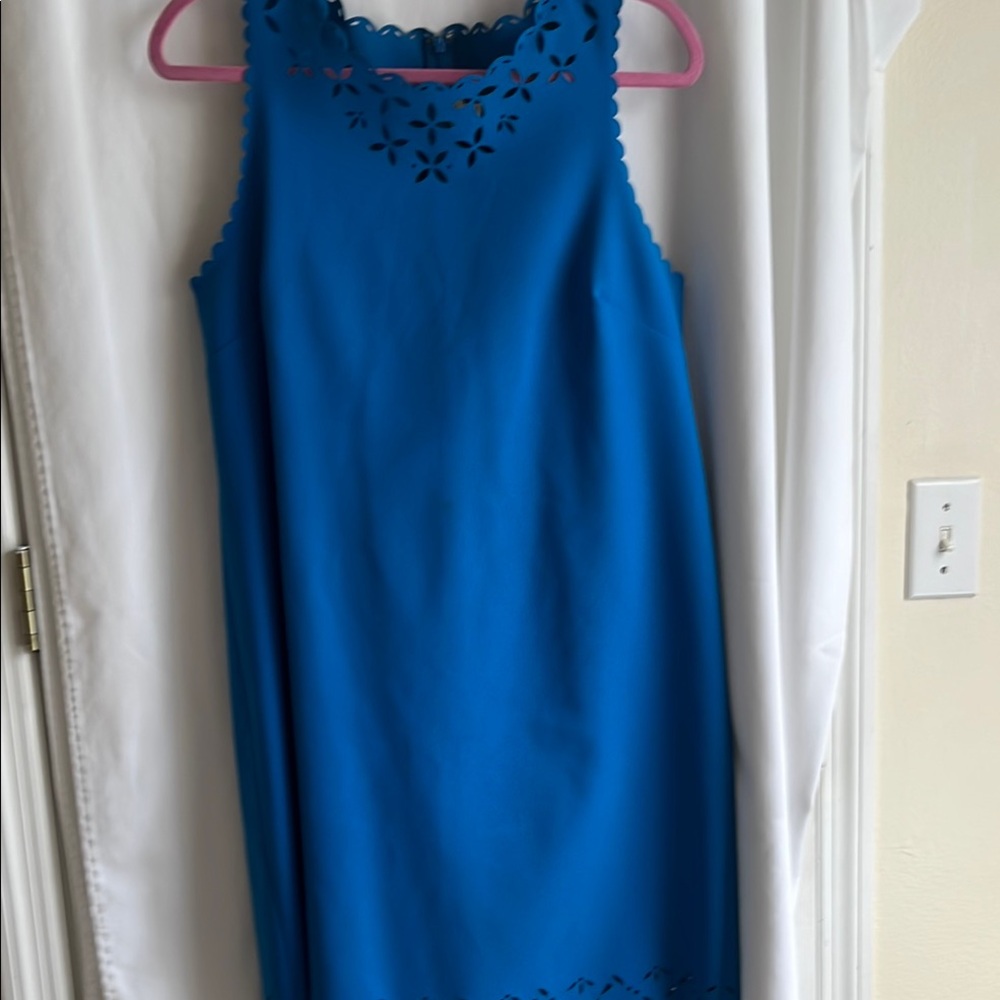 J. Crew Factory Blue Halter Sheath Mini Dress